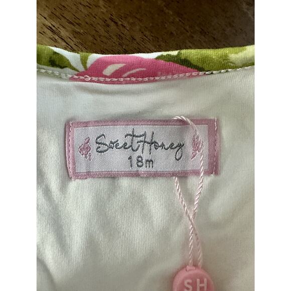 NWT SweetHoney Belle Bubble Dress Tumbling Whisp Floral Sleeveless Pink Knit 18M - Picture 4 of 7